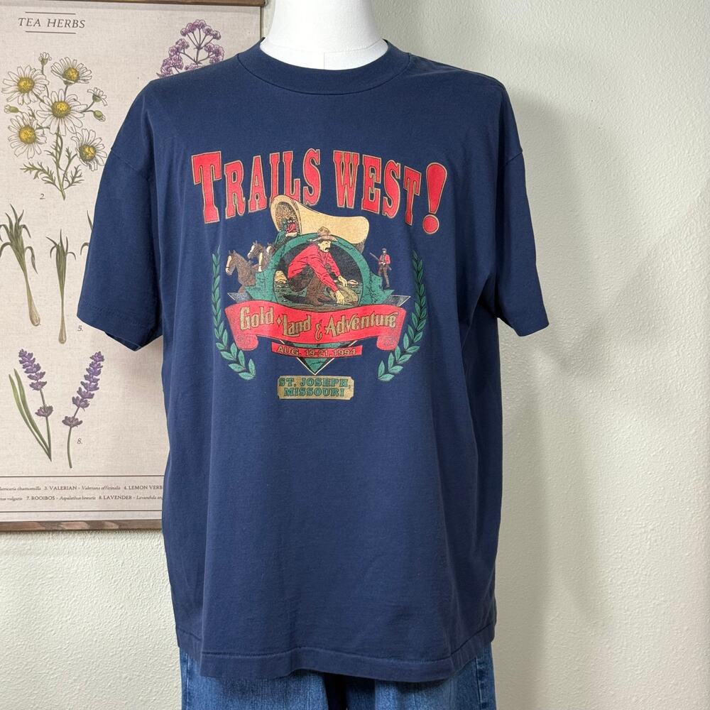 Vintage 90s Trails West Gold Land Adventure Missouri Single Stitch T-Shirt XL